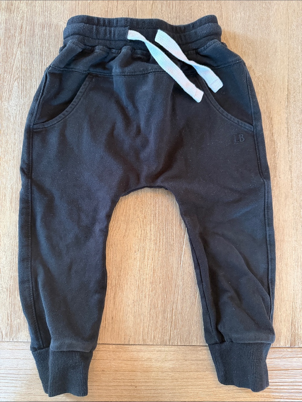 Little Bipsy Black Jogger Pants with White Drawstring
